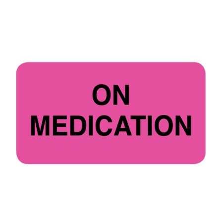Nevs Label, On Medication 7/8" x 1-5/8" Flr Pink w/Black VW-0055